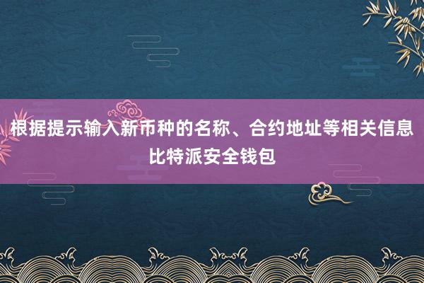 根据提示输入新币种的名称、合约地址等相关信息比特派安全钱包