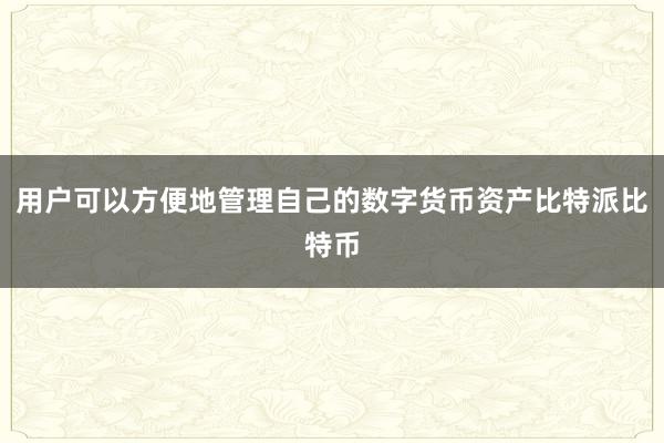 用户可以方便地管理自己的数字货币资产比特派比特币