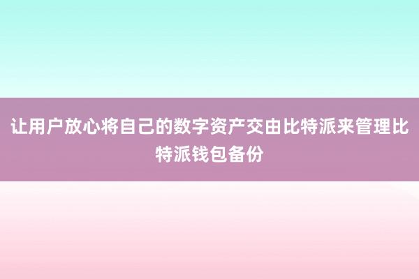 让用户放心将自己的数字资产交由比特派来管理比特派钱包备份